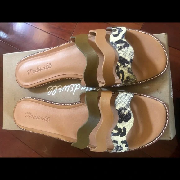 Madewell Wavy Sandals in Snake Embossed Leather